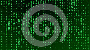 Digital background green matrix. Matrix background. Binary computer code. Hacker coding concept. 3D rendering
