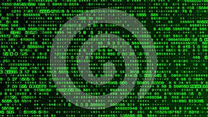 Digital background green matrix. Matrix background. Binary computer code. Hacker coding concept. 3D rendering