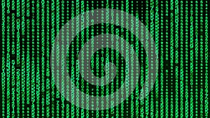 Digital background green matrix. Matrix background. Binary computer code. Hacker coding concept. 3D rendering