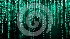 Digital background green matrix. Binary computer code. Hacker concept. 3d rendering