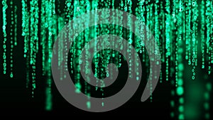 Digital background green matrix. Binary computer code. Hacker concept. 3d rendering