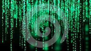 Digital background green matrix. Binary computer code. Hacker concept. 3d rendering