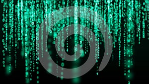 Digital background green matrix. Binary computer code. Hacker concept. 3d rendering