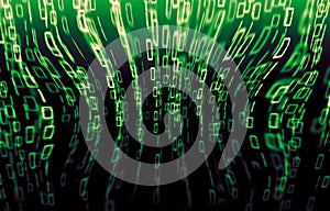 Digital background green matrix. Binary computer code. Hacker concept
