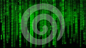 Digital background green matrix. Binary computer code. Vector Illustration. Hacker concept