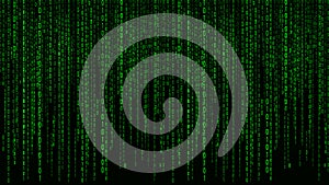 Digital background green matrix. Binary computer code. Vector Illustration. Hacker concept