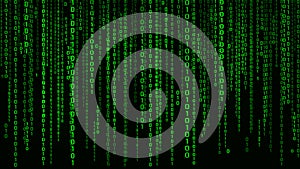 Digital background green matrix. Binary computer code. Vector Illustration. Hacker concept