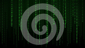 Digital background green matrix. Binary computer code. Vector Illustration. Hacker concept