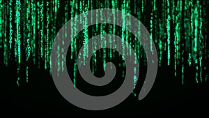 Digital background green matrix. Coding or hacking concept. Flow of random numbers. 3D rendering