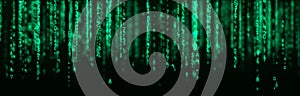 Digital background green matrix. Coding or hacking concept. Flow of random numbers. 3D rendering