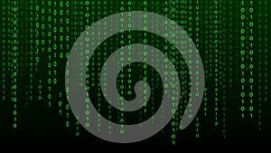 Digital background green matrix. Matrix background with digits 1.0. Binary computer code. Hacker coding concept.  illustration