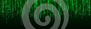 Digital background green matrix. Matrix style program. Stream of Decimal Digits. Computer code