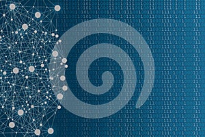 Digital background. Internet grid and binary code on a dark abstract background. Technologies