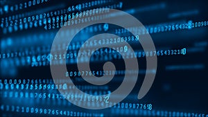 Digital background matrix. Data packets. Binary computer code. Hacker concept. 3d rendering