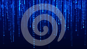Digital background blue matrix. Binary computer code. Hacker concept. 3d rendering