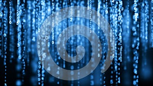 Digital background blue matrix. Binary computer code. Hacker concept. 3d rendering
