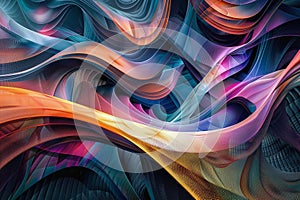 The digital background showcases a plethora of colorful abstract shapes patterns, Generated AI