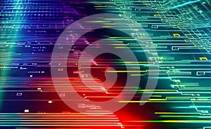 Digital background of technological operations, digital code flow, neural networks, artificial intelligence