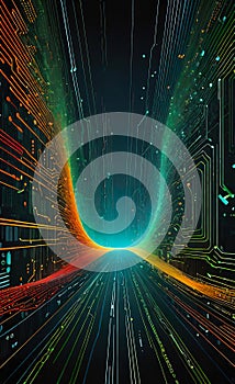 Digital background of technological operations, digital code flow, neural networks, artificial intelligence