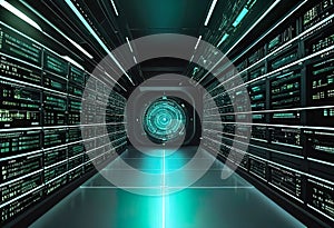 Digital background of technological operations, digital code flow, neural networks, artificial intelligence