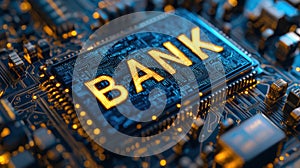 Digital bank concept with illuminated 