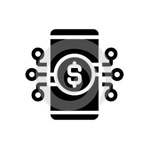 Digital banking black glyph icon