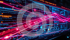 Digital binary code abstract, technology background, data , information flow, cyber space, Stock Photo, Generative AI