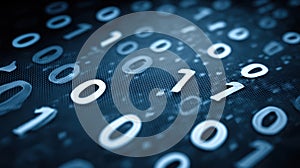 Digital Binary Code Background Data Stream, Technology, Computing, AI, Big Data Cybersecurity Concept