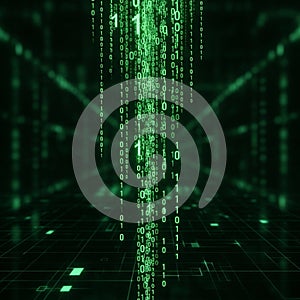 Digital binary code cascading in futuristic cyber environment