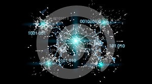 Digital binary code connection network background 3D rendering