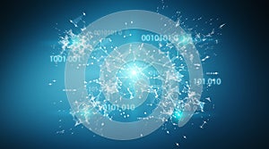 Digital binary code connection network background 3D rendering