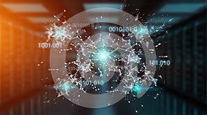 Digital binary code connection network background 3D rendering