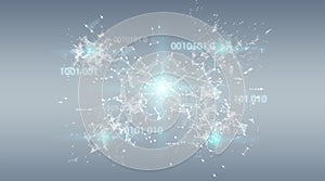 Digital binary code connection network background 3D rendering