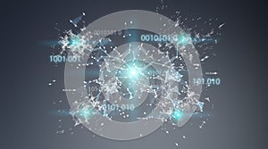 Digital binary code connection network background 3D rendering
