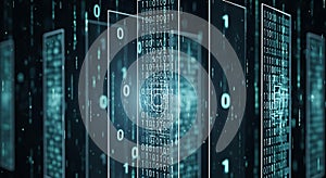 Digital Binary Code Data Abstract Background, Futuristic Technology Concept
