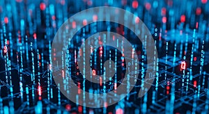 Digital Binary Code Data Flow on Futuristic Circuit Board Background technology computer