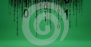 Digital Binary Code Falling Green Background Modern Technology Data Visualization