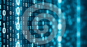 Digital Binary Code Flowing Data Stream Information Technology Abstract Background