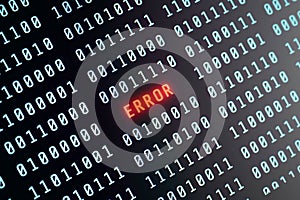 Digital binary code with highlighted red 