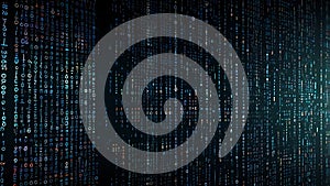 Digital binary Code Lines Forming a Futuristic Data Stream