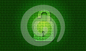 Digital binary code with open lock