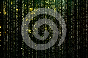 Digital binary code pattern with glowing elements in a futuristic style