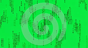 Digital Binary Code Pattern with Green Background for Technology and Data Concept