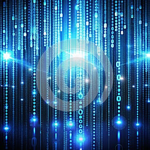 Digital binary code rain effect