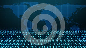 Digital Binary Code Random Number Technology Business World Map Background