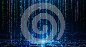 Binary code digital stream data flow background technology concept generated by ai