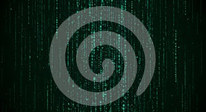 Digital Binary Code Stream Falling Dark Green Data Pattern