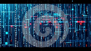 Digital Binary Code Stream, Technology Background and Data Flow Design Generative AI