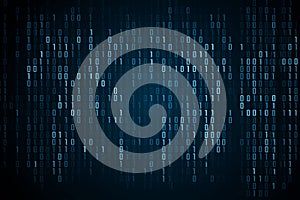 Digital Binary Code Streams Flow in a Futuristic Blue Environment Simulating a Tech Atmosphere