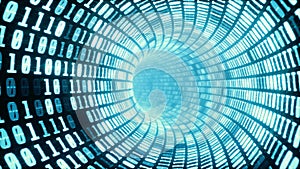 Digital Binary Code Tunnel Blue